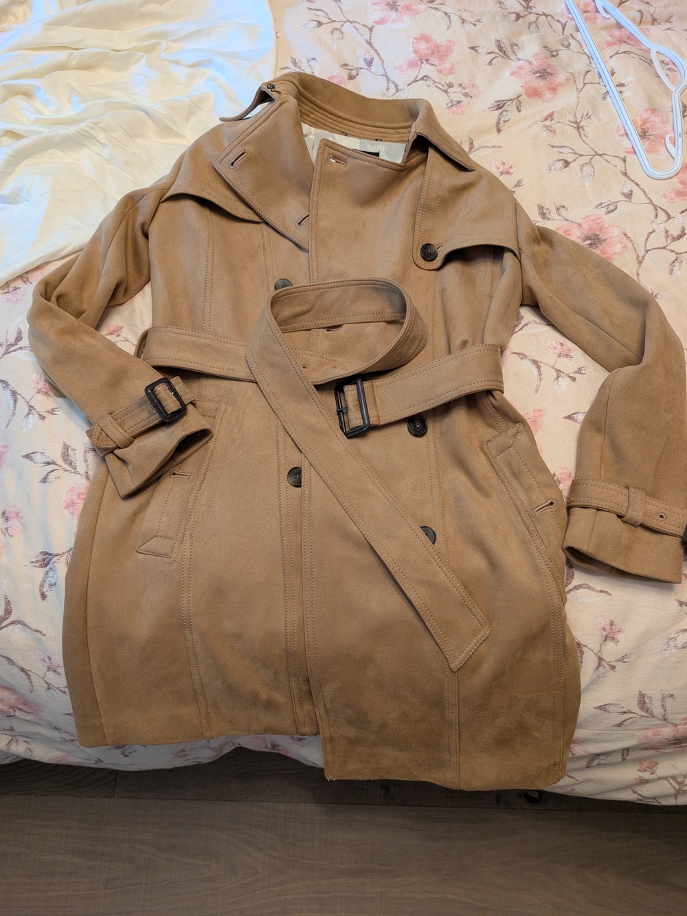 Banana Republic Tan Suede Trench Coat with Belt